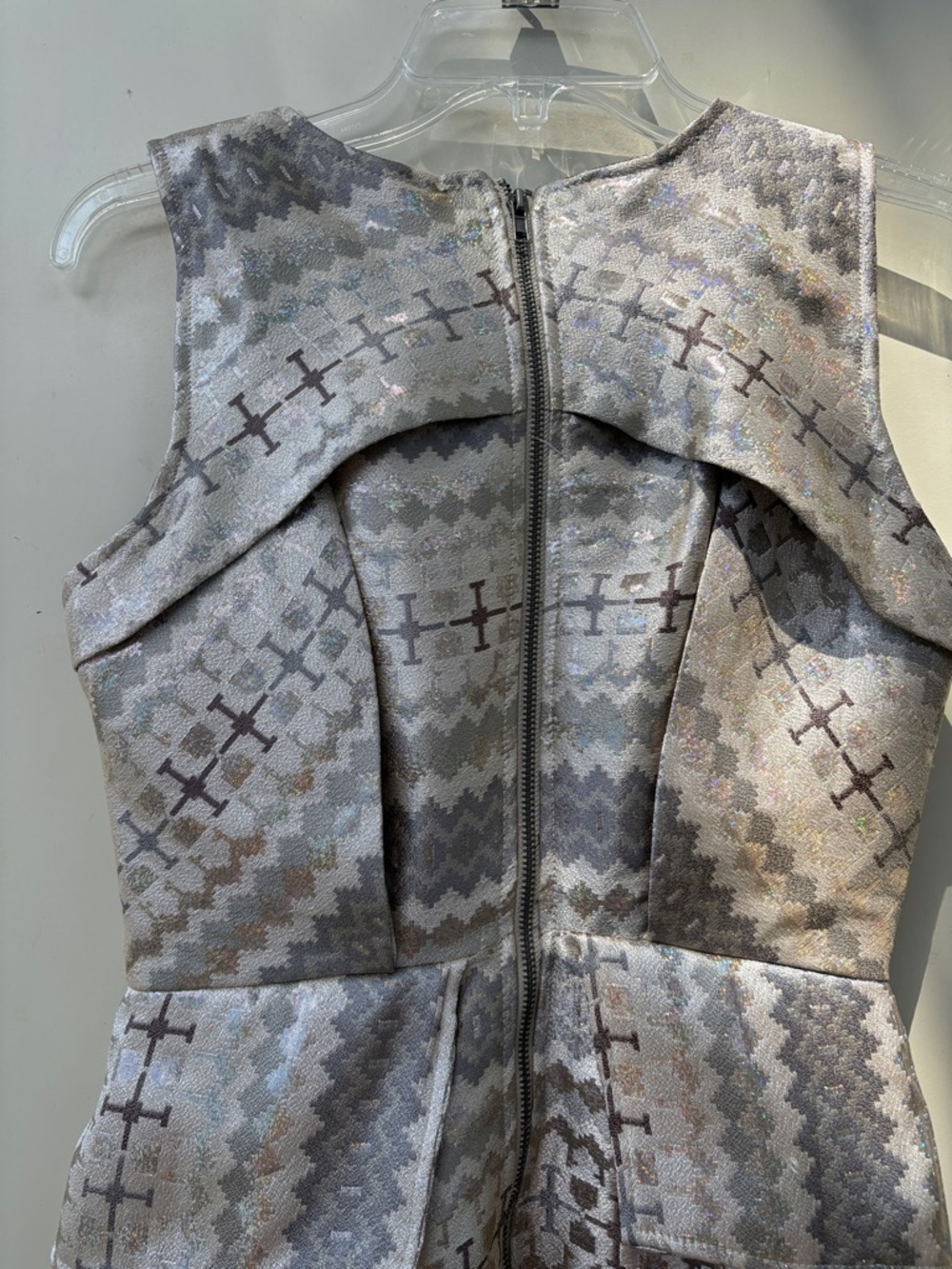 Sugarlips Silver Gray Patterned Peplum Midi Dress - Picture 5 of 8